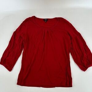 Talbots Blouse Shirt Womens Medium Petite Red Ruffled